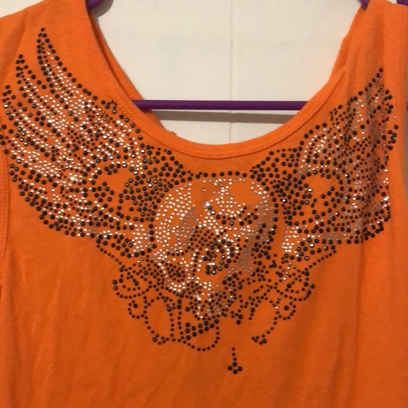 Biker Clothing Company orange lace up tank - Picture 2 of 5